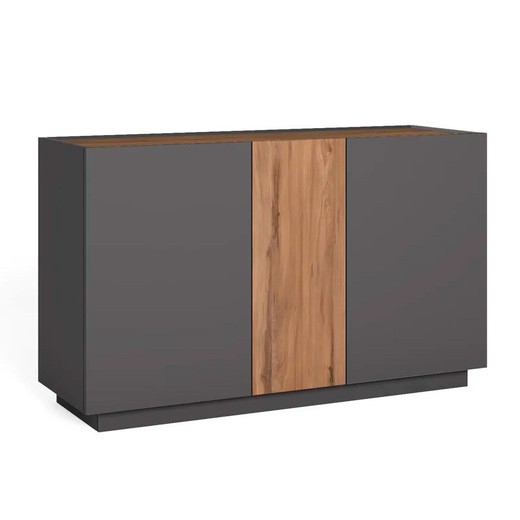 Holz-Sideboard in Grau und Natur, 130,1 x 41,6 x 78 cm | Udine