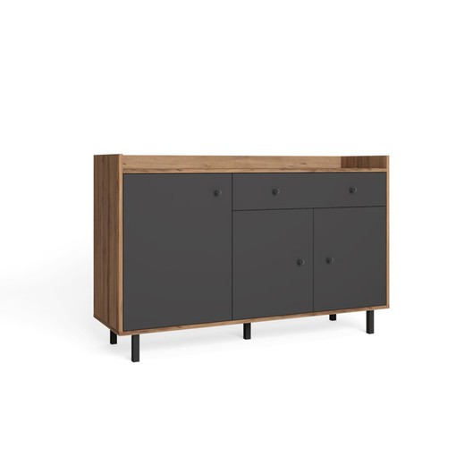 Wooden sideboard in gray and natural, 131.6 x 40 x 84 cm | malt