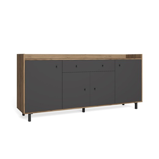 Wooden sideboard in gray and natural, 180 x 40 x 84 cm | malt