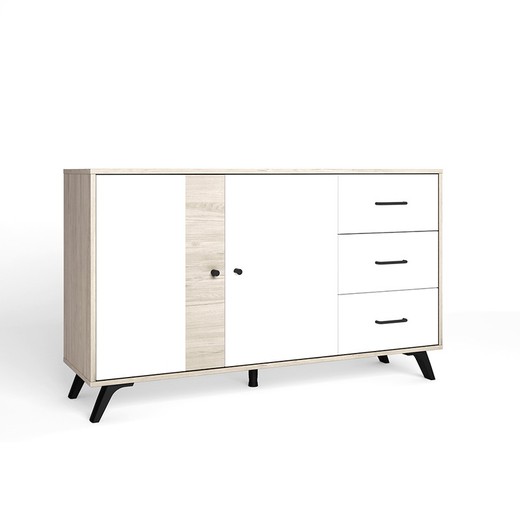 Wooden sideboard in natural and white, 136.3 x 40 x 81 cm | Sahara