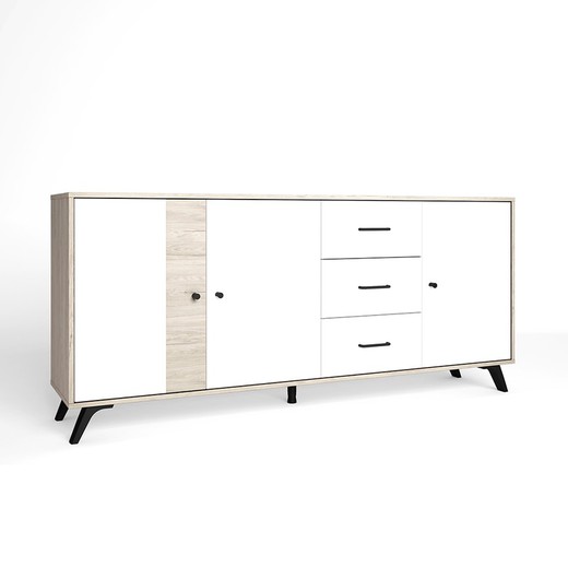 Houten dressoir in naturel en wit, 180,5 x 40 x 81 cm | Sahara
