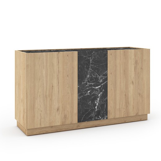 Aparador de madera en natural y negro, 140 x 41,8 x 78,5 cm | Dione