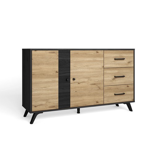 Black and natural wooden sideboard, 136.3 x 40 x 81 cm | bocami
