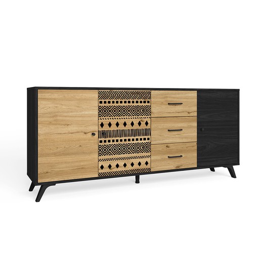 Black and natural wooden sideboard, 180.5 x 40 x 81 cm | Africa