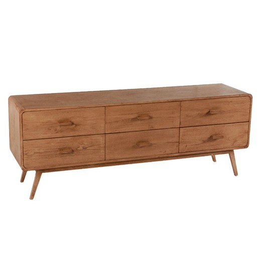 Buffet de madeira natural velado, 200x50x75 cm