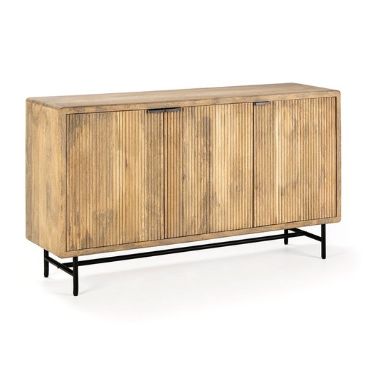 Buffet en bois et métal naturel et noir, 150 x 40 x 85 cm | Mundra