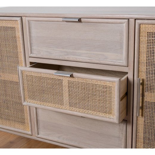 Wooden sideboard and grid 119.5 x 39 x 81 cm