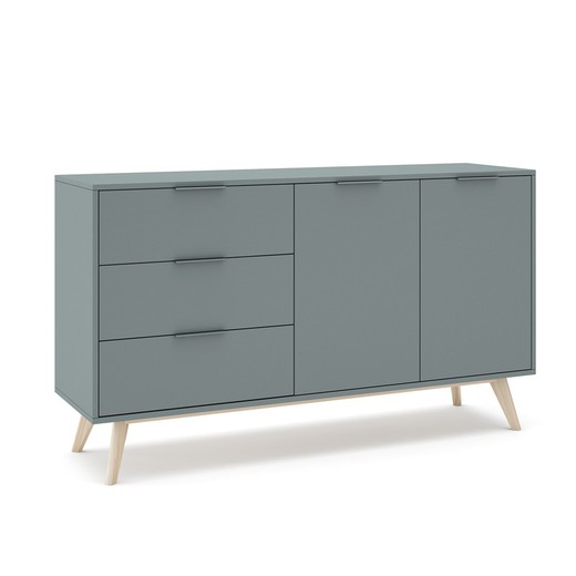 Green and natural pine sideboard, 140 x 40 x 81 cm | pisco