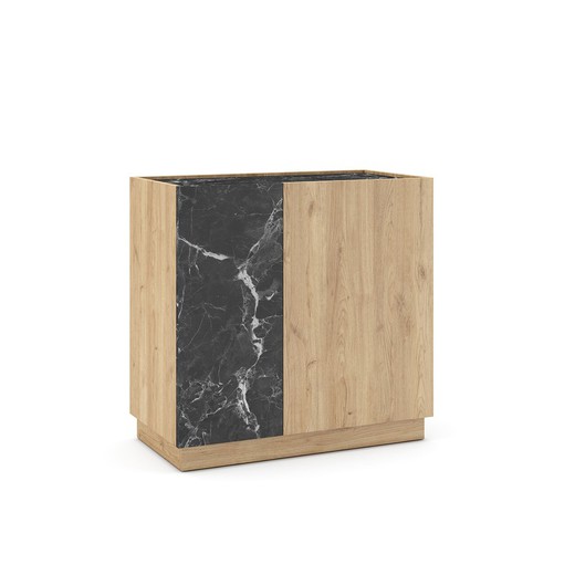 Credenza S in legno naturale e nero, 80 x 41,6 x 78,5 cm | Dione