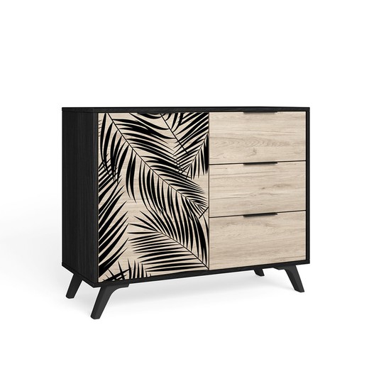 S sideboard in black and natural wood, 92 x 40 x 81 cm | Palm