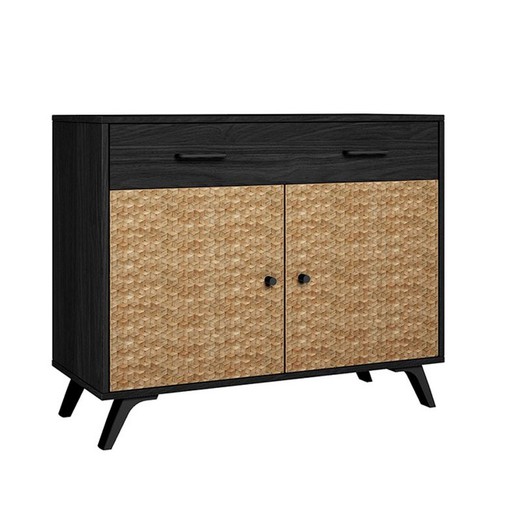 S sideboard in black and natural wood, 92.1 x 40 x 81 cm | Hanoi