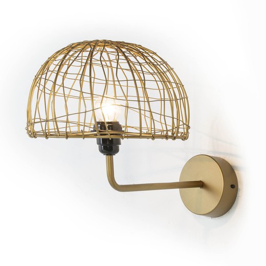 Gold metal and wire wall light, 23x37x25 cm