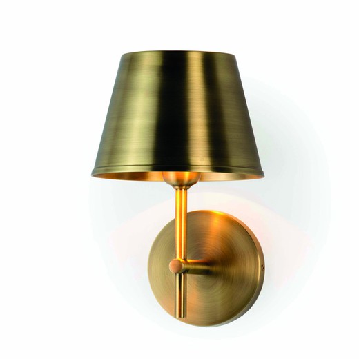 Vägglampa i gyllene metall, 18x18x26 cm