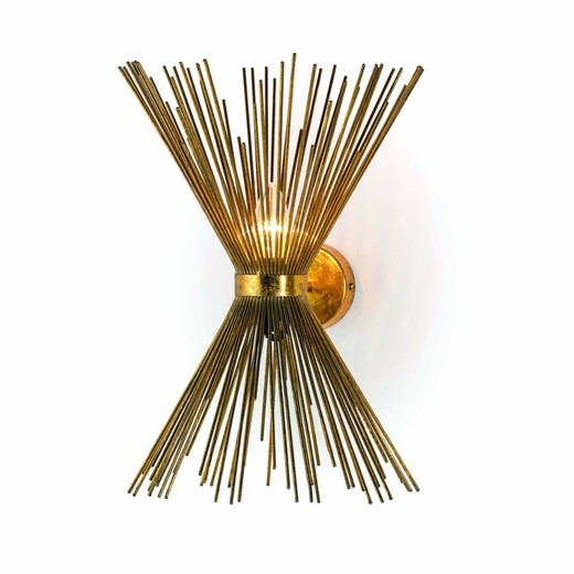 Væglampe i gyldent metal, 26x26x43 cm