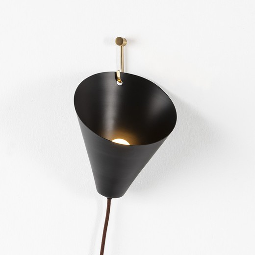 Zwart metalen wandlamp, 18x17x19 cm