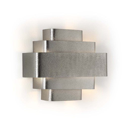 Silberne Metallwandleuchte, 38x16x29 cm