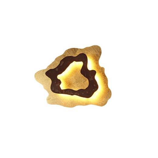 Applique in metallo e foglia d'oro Halo dorato, 34x8x27cm