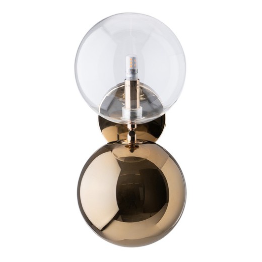 Glas og metal væglampe i guld, 21 x 18,5 x 30 cm