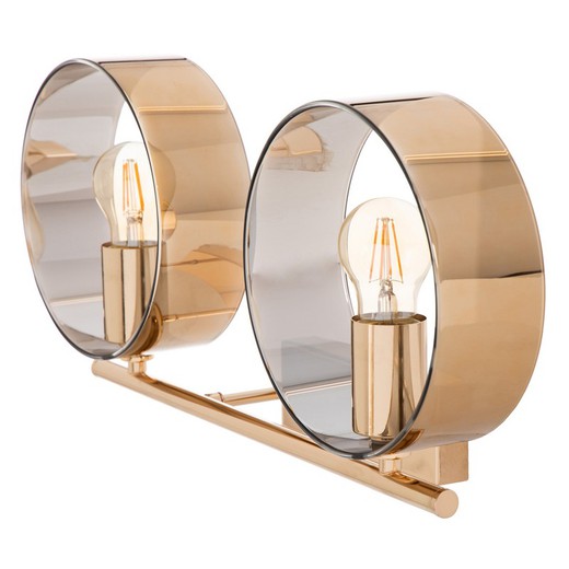 Crystal and metal wall light in gold, 49 x 14 x 25 cm