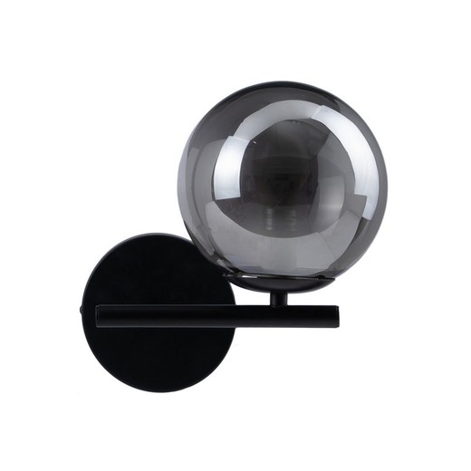 Wandlamp van zwart glas en metaal, 27,5 x 20 x 20 cm