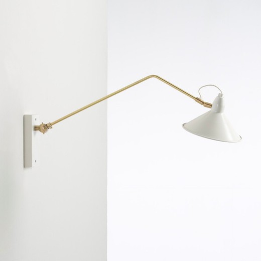 Biała/brązowa metalowa lampa ścienna, 75x19x37 cm