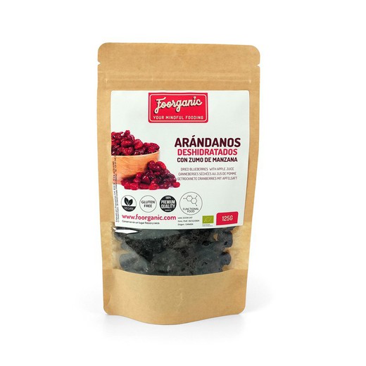 Mirtilos desidratados ECO com suco de maçã, 125 gr