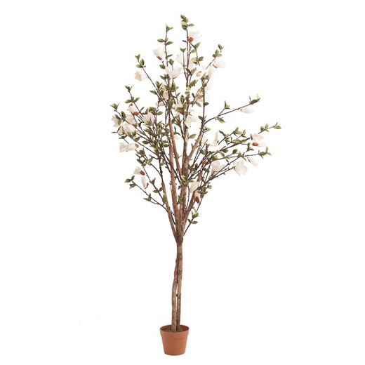 Árbol artificial de Magnolia de poliéster blanco/verde, Ø70 x 170 cm.