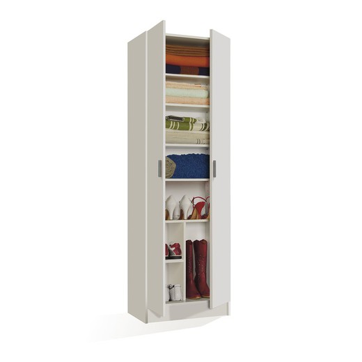 2-πόρτα ντουλάπα με ράφια λευκό, 59 x 37 x 180 cm