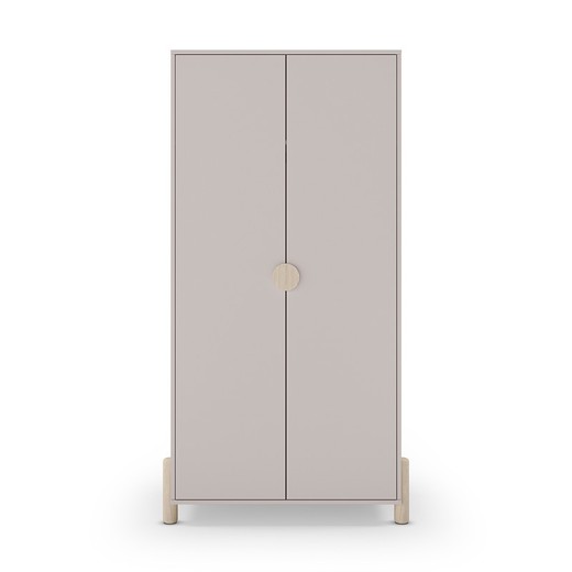 Armario de 2 puertas de madera en color crema, 92,8 x 45 x 180 cm | Enola