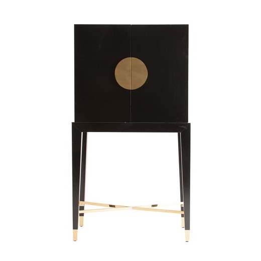 Black/Gold Vinh Glass Cabinet, 85x40x166cm