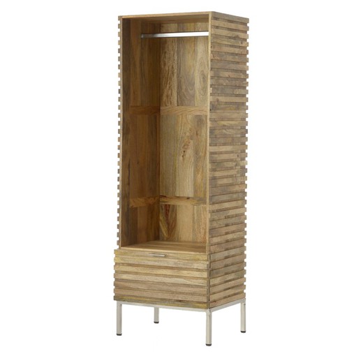 Armario de madera y metal natural, 45x60x180 cm