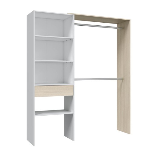 Λευκή/φυσική ξύλινη ντουλάπα, 158x40x187 cm | ΗΡΑ