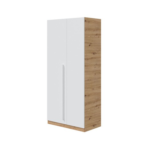 Armario de madera blanco y natural, 90x52x200 cm | NOA
