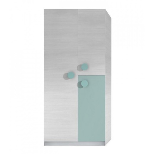 Armoire en bois blanc/aigue-marine, 90x52x200 cm | SNUBA
