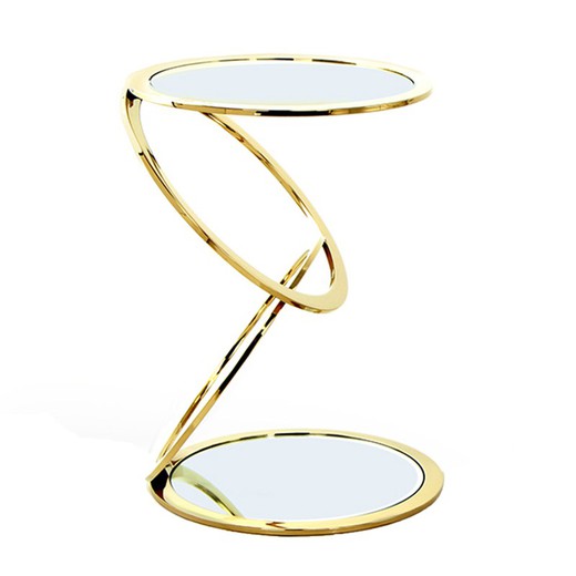 AROS-Gold Steel and Crystal Side Table, 45 x 65 cm