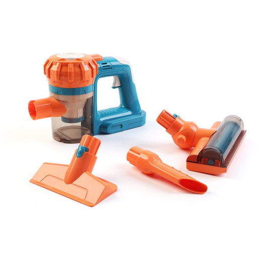 Aspirateur jouet en polyéthylène bleu et orange, 17 x 15 x 77 cm