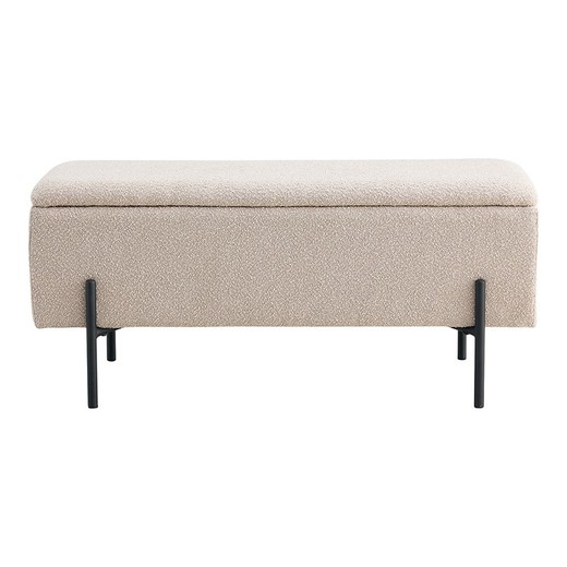 Banc de rangement en tissu bouclé beige, 95 x 36,5 x 43 cm | Watford