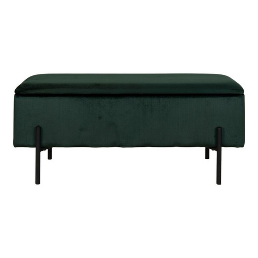 Banc de rangement en velours vert, 95 x 36,5 x 43 cm | Watford