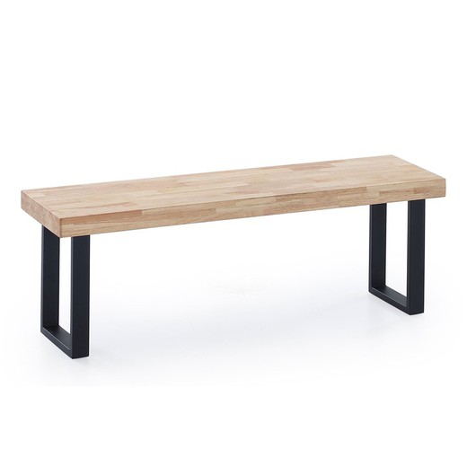 Natural/black wood and metal bench, 120 x 47 x 34 cm | loft