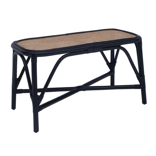 Rattan bench in black and natural, 78 x 37 x 43 cm | Parma
