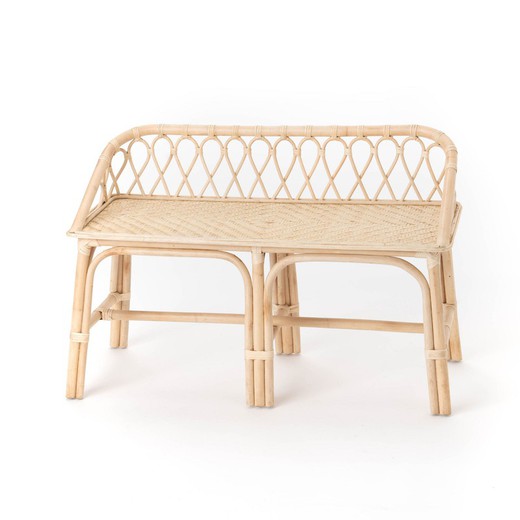 Natural rattan and bamboo bench, 100 x 40 x 65 cm | escape