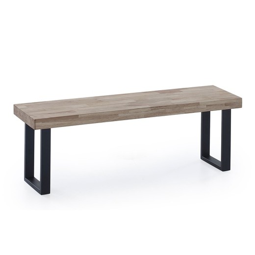 Oak and metal bench in natural and black, 120 x 34 x 47 cm | loft