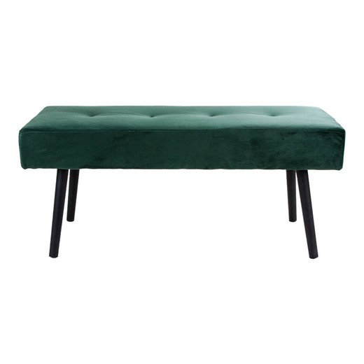 Velvet bench in green and black, 100 x 35 x 44 cm | Skiby