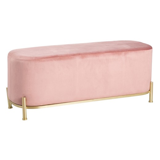Velvet and iron bench in pink and gold, 104.5 x 39 x 42 cm