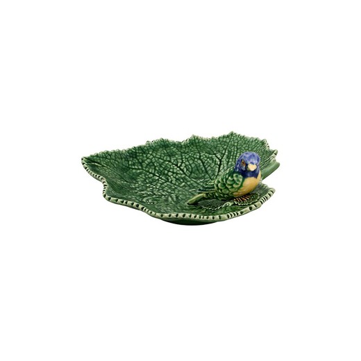 Green earthenware bird tray, 19 x 19 x 7.5 cm | Cinerária