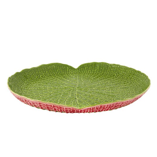 Bandeja em faiança verde e vermelha, Ø 50 x 6 cm | Amazonas