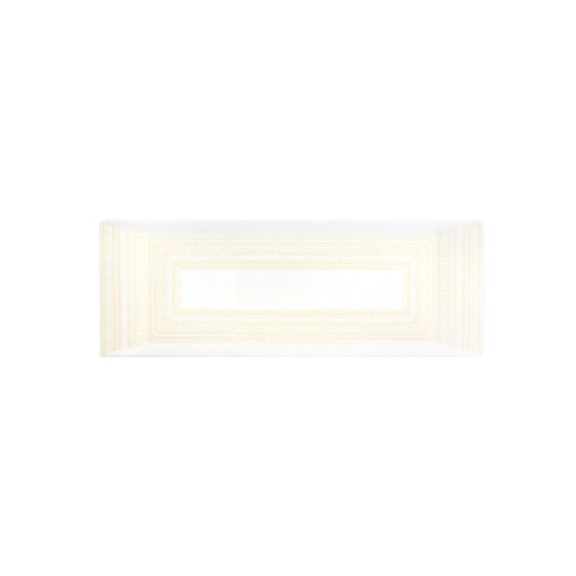 Tablett aus elfenbeinfarbenem Porzellan, 45,3 x 16,2 x 2 cm | Elfenbein