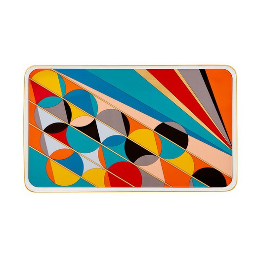 Porslinsbricka L i flerfärgad, 41,9 x 25,2 x 1,9 cm | futurism