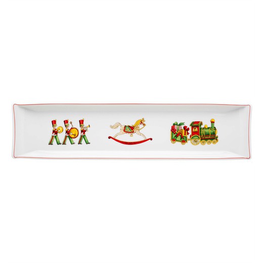 Rectangular porcelain tray in multicolour, 50.6 x 12.4 x 5.1 cm | Christmas Magic