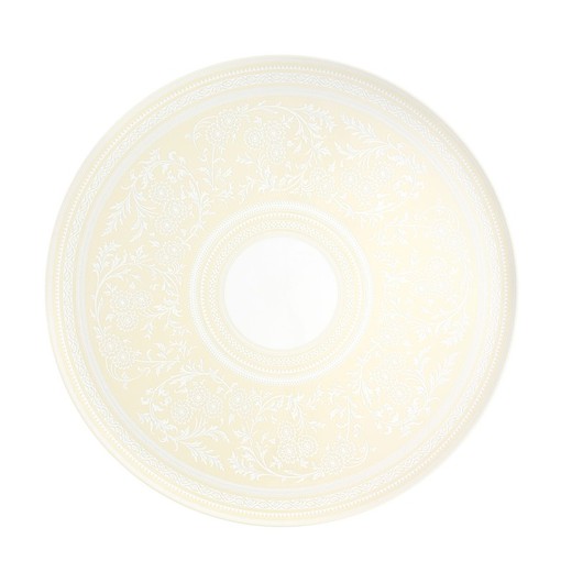 Round porcelain tray in white and ivory, 42 x 42 x 1.1 cm | Ivory